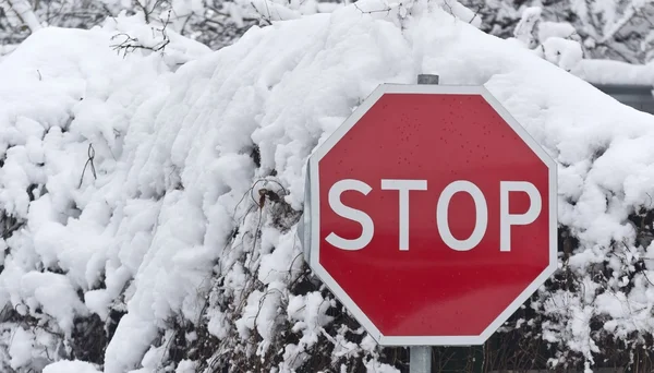 Parar cuidadosamente viagem de neve é limitado — Fotografia de Stock