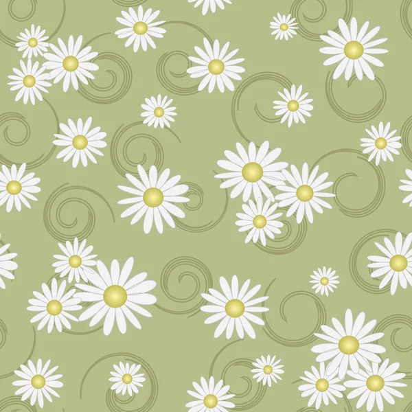 yeşil arka planda papatyalar