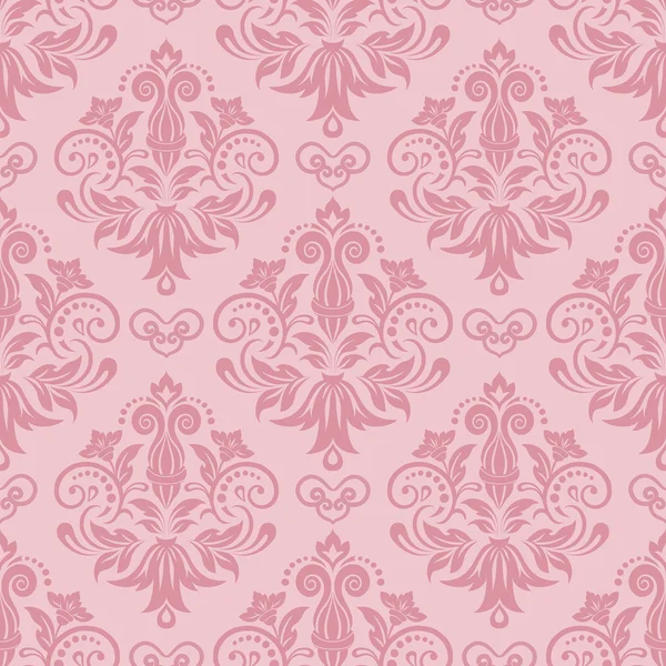 シームレスなとピンクの花のダマスク織の壁紙 — ストックベクタ