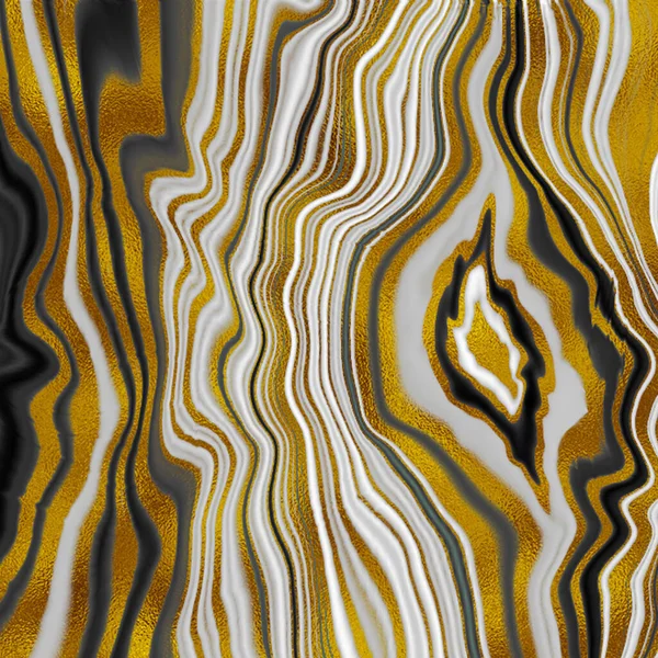 Agate Texture 抽象背景 黑色大理石和玛瑙条纹与黄金脉 数码大理石插图 日本金糖技术 伪造的人造石材纹理 大理石墙纸 — 图库照片