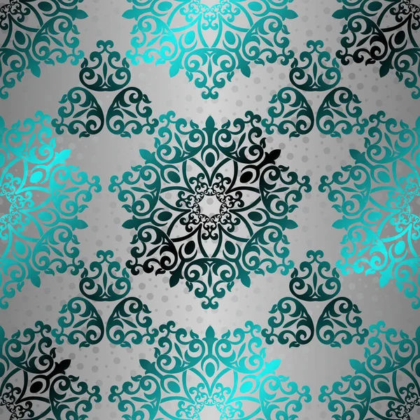 Seamless background of blue color in the style of baroque. Damask wallpaper — Stock Vector