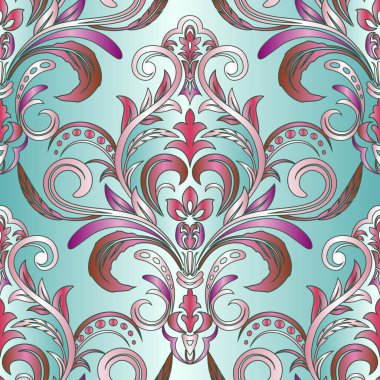 Damask Duvar Kağıdı. Klasik Şablon. Viktorya tarzında vektörsüz sınır.