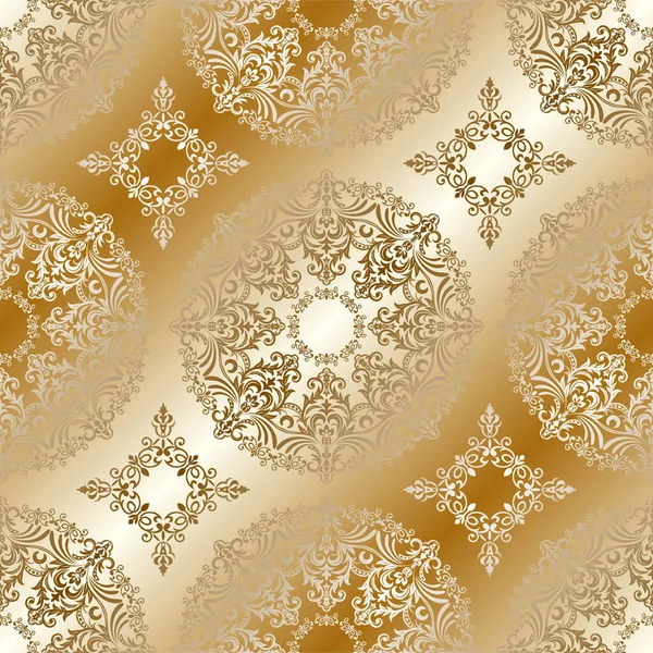 Seamless background of gold color in the style of baroque. Damask wallpaper — Vector de stock