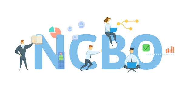 NCBO, ingen förändring av förmånligt ägande. Begreppet nyckelord, människor och ikoner. Platt vektor illustration. Isolerad på vitt. — Stock vektor