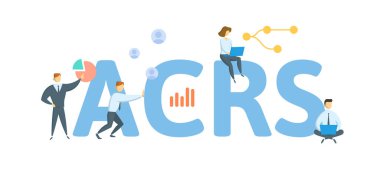 ACRS, Hızlandırılmış Maliyet Kurtarma Sistemi. Anahtar kelime, insanlar ve ikonlar ile kavram. Düz vektör çizimi. Beyazda izole edilmiş.