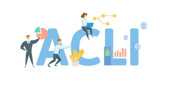 ACLI, American Council of Life Insurance. Concept met trefwoord, mensen en pictogrammen. Platte vectorillustratie. geïsoleerd op wit. — Stockvector