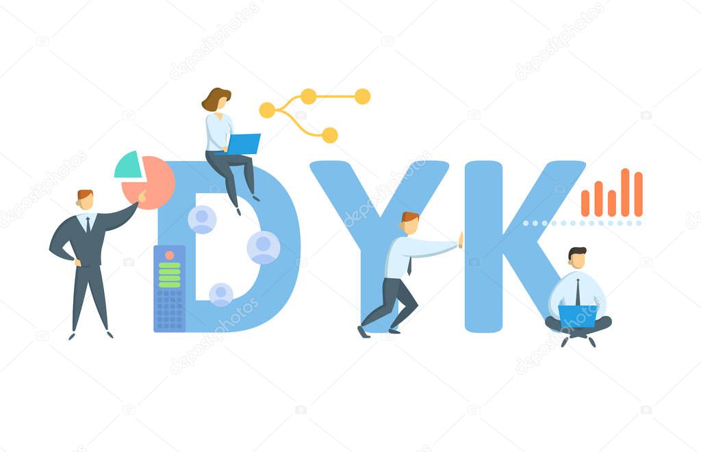 DYK, Did You Know. Concept with keyword, people and icons. Flat vector illustration. Isolated on white.