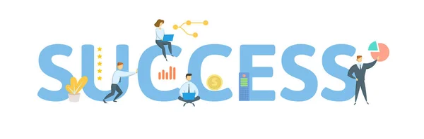 Success. Concept with keyword, people and icons. Flat vector illustration. Isolated on white. — Stock Vector