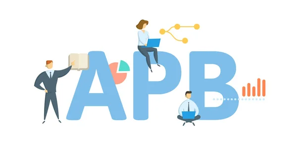 APB, Accounting Principles Board Концепція з ключовим словом - люди і іконки. Плоский вектор. Ізольовані на білому. Векторна Графіка