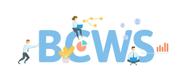 BCWS, Budgeted Cost of Work Scheduled. Concept with keyword, people and icons. Flat vector illustration. Isolated on white. Royalty Free Stock Illustrations