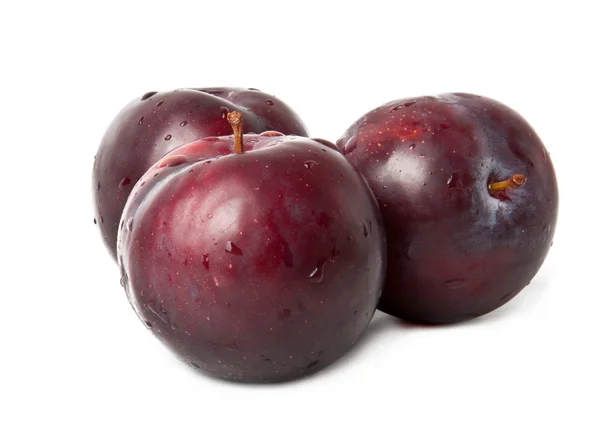 Red plum fruit isolated on white background — Stock Photo, Image