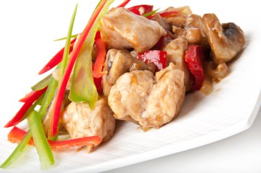 Stir fry tavuk tatlı biber ve mantar
