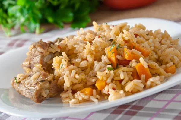 Traditional rice pilaf - Plov — Stock Photo, Image