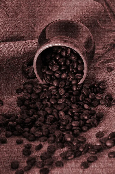 Chicchi di caffè nella tazza — Foto Stock