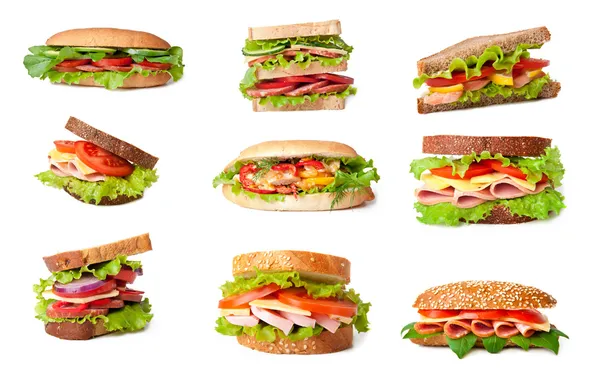 Collage of delicious sandwiches. — Stock Photo, Image