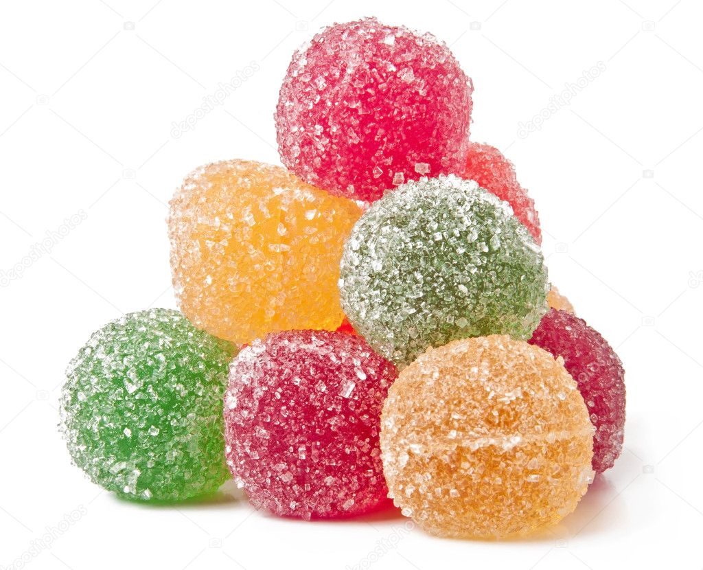 Jujube colored balls on a white background