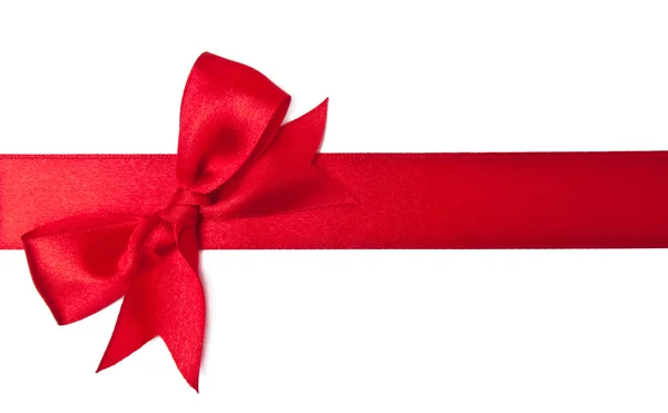 Red satin ribbon on white background — Stock Photo, Image