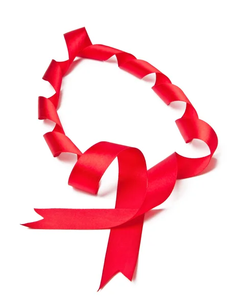 Red satin ribbon on white background — Stock Photo, Image