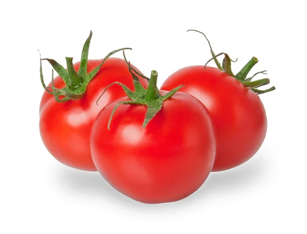 Drei Tomaten isoliert auf weißem Hintergrund — Stockfoto