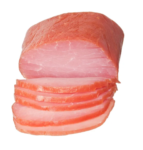 Trozo de carne ahumada aislada sobre fondo blanco —  Fotos de Stock