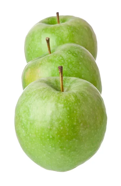 Zelená jablka izolované na bílém pozadí — Stock fotografie