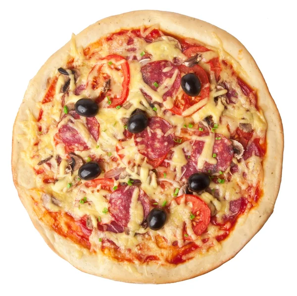 하얀 배경에 고립된 피자 — 스톡 사진