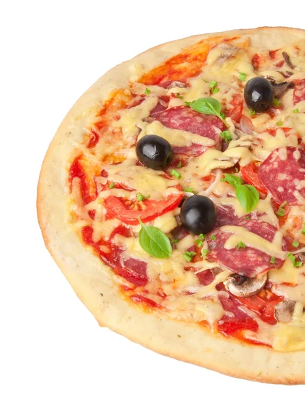 Pizza geïsoleerd op witte achtergrond — Stockfoto