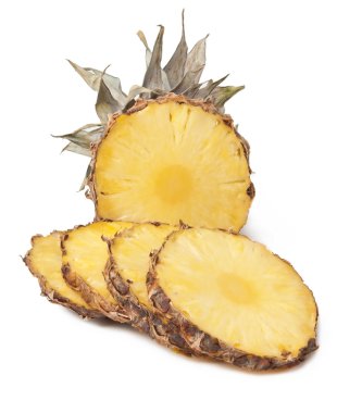 beyaz zemin üzerine dilim ananas