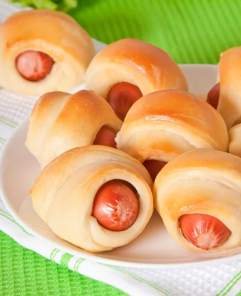 Sausage in the dough — Stock Photo, Image