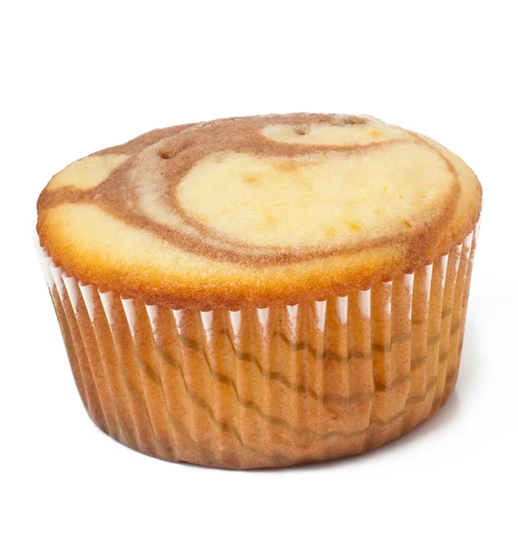 Een marmeren muffin geïsoleerd op witte achtergrond — Stockfoto