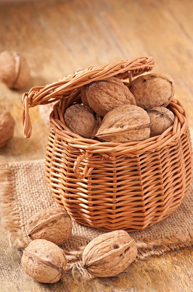 Basket full of walnuts — Stock Photo, Image
