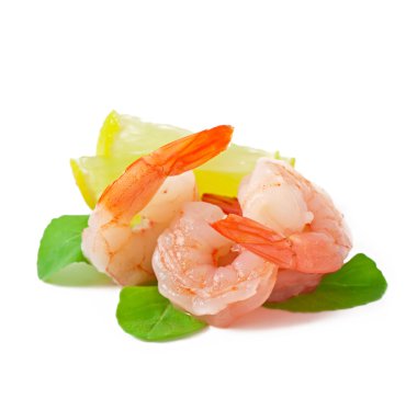 Beyaz olarak karides taze limon ve biberiye kuyruk