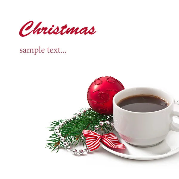 Filiżanka espresso kawa i Bożego Narodzenia ozdoba — Zdjęcie stockowe
