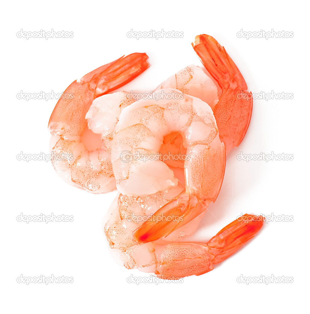 Tail of shrimp on the white