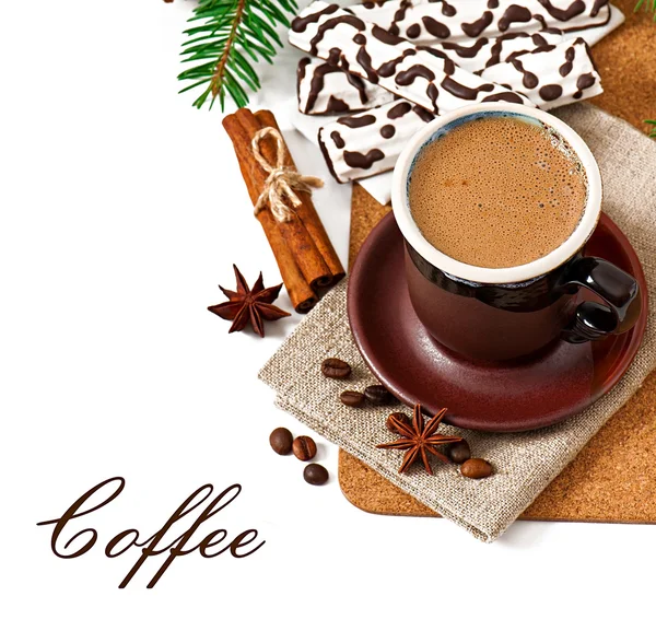 Closeup cup of italian espresso with cinnamon — Stock Photo, Image