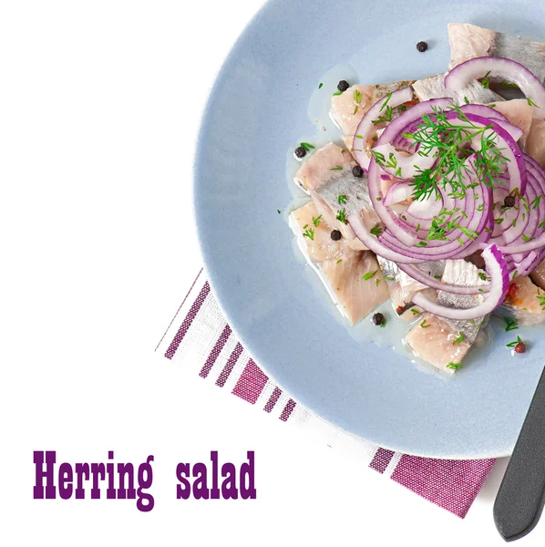 Salada de arenque com cebola — Fotografia de Stock