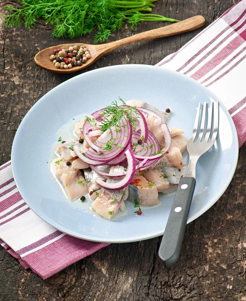 Herring salad with onion — Stok fotoğraf