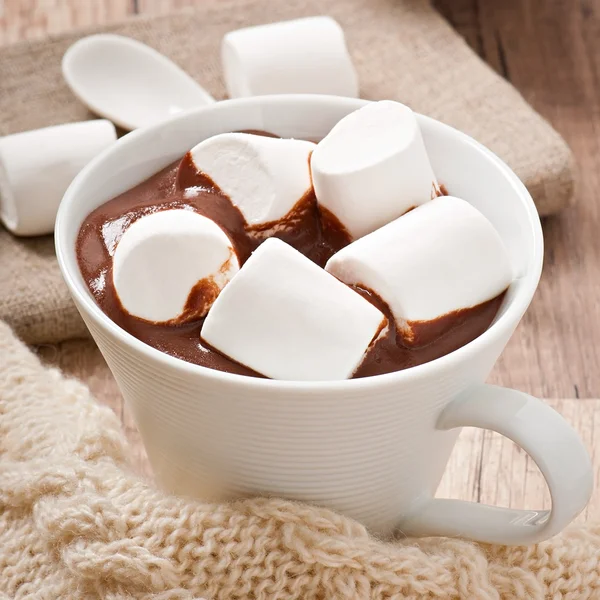 Chocolate quente com um marshmallows — Fotografia de Stock