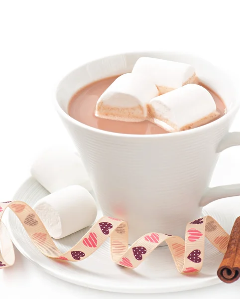 Forró csoki, egy mályvacukrot — Stock Fotó