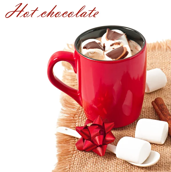 Chocolate quente com um marshmallows — Fotografia de Stock