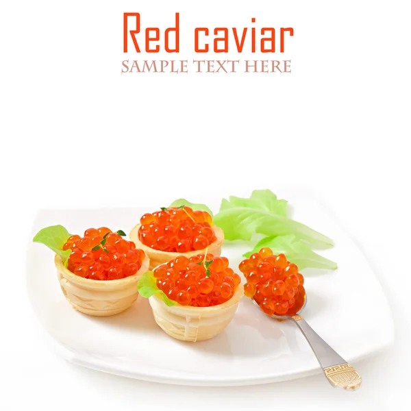 Törtchen mit rotem Kaviar — Stockfoto