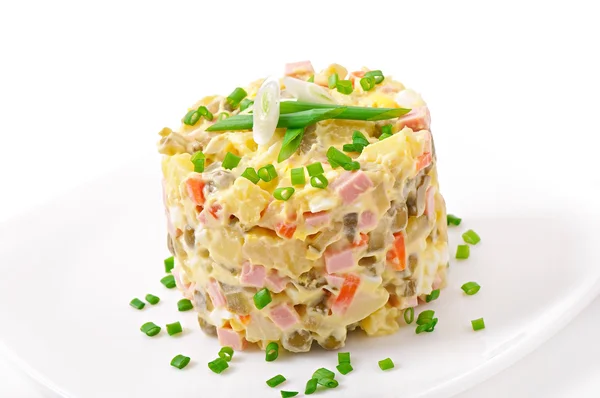 Salad Olivier - russian traditional salad — Stock Photo, Image