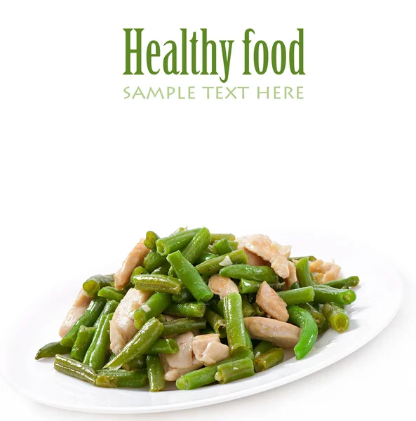 Green beans with chicken — Stock Photo, Image