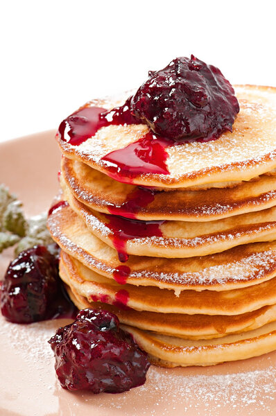 Delicious pancakes with currant jam