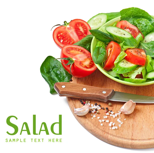 Fresh vegetable salad isolated on white — Stock Photo, Image