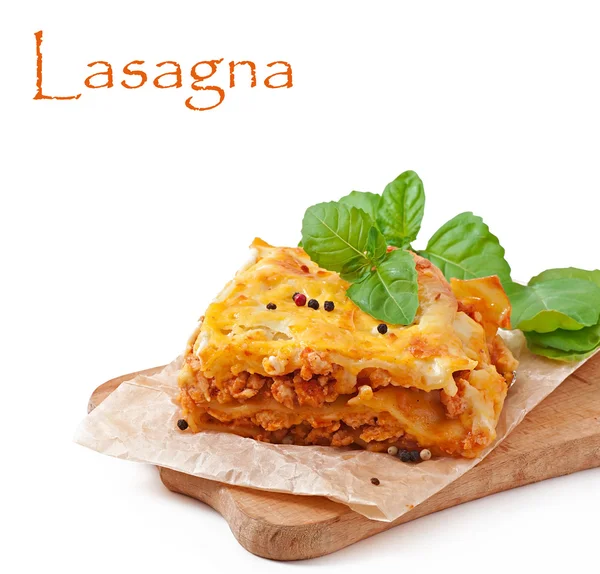 Klasyczna lasagne z sosem bolognese — Zdjęcie stockowe