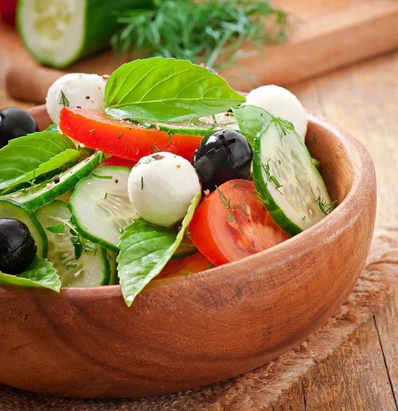 Fresh vegetable greek salad, close up — Stock Photo, Image