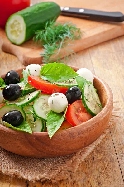 Friss zöldség, görög saláta, közelről — Stock Fotó