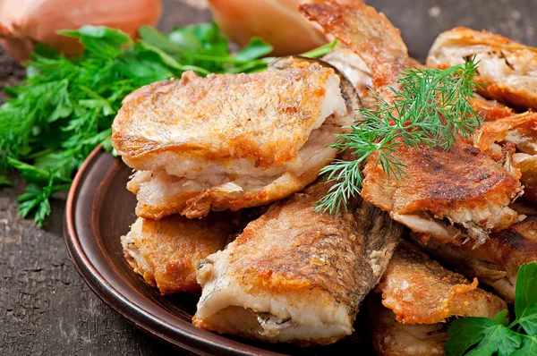 Fish dish - fried fish and herbs — Stock Photo, Image