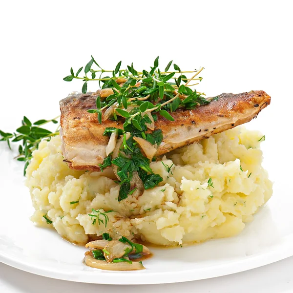 Fried fish with mashed potatoes Stock Image